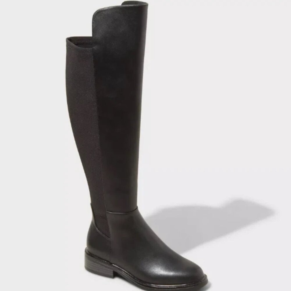 A New Day HOPE Boots Women Sz 6 Tall Knee High Riding Moto Biker Stretch Calf